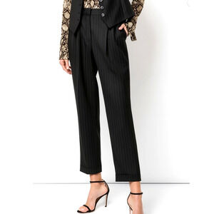 Nili Lotan 8 Virgin Wool $575 Pinstripe Montana Dress Pants Pleated Cropped NEW